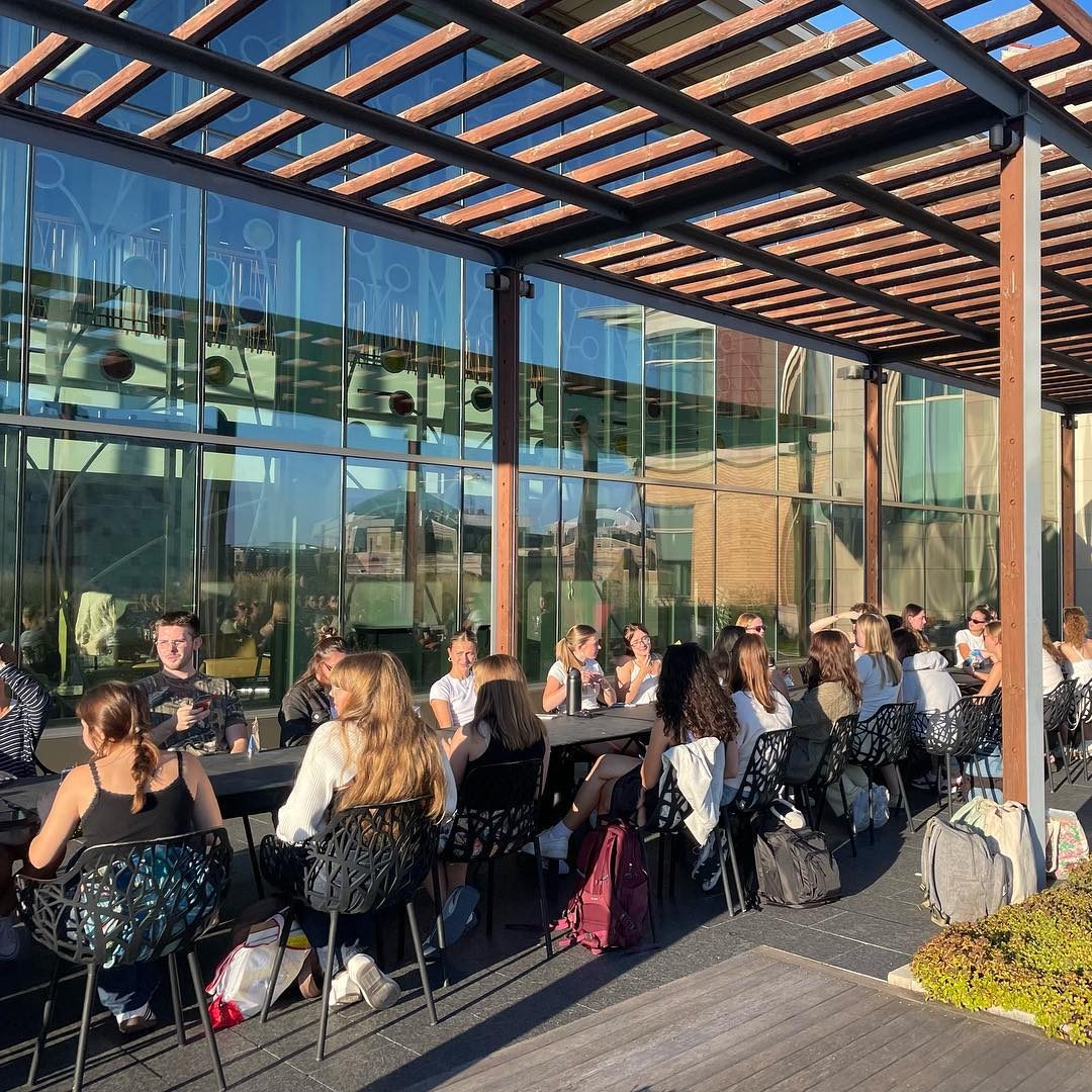 Students from the Interior Design Organization on the Human Ecology patio